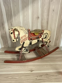 Lone Ranger and Tonto Hi-Yo Silver Wooden Rocking Horse