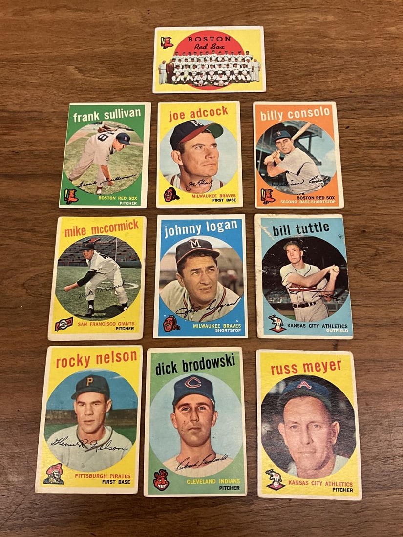 Lot of Ten 1959 Topps Ball Cards: # 112, 148, 225, 248, 315, 323, 371, 446, 459, 482