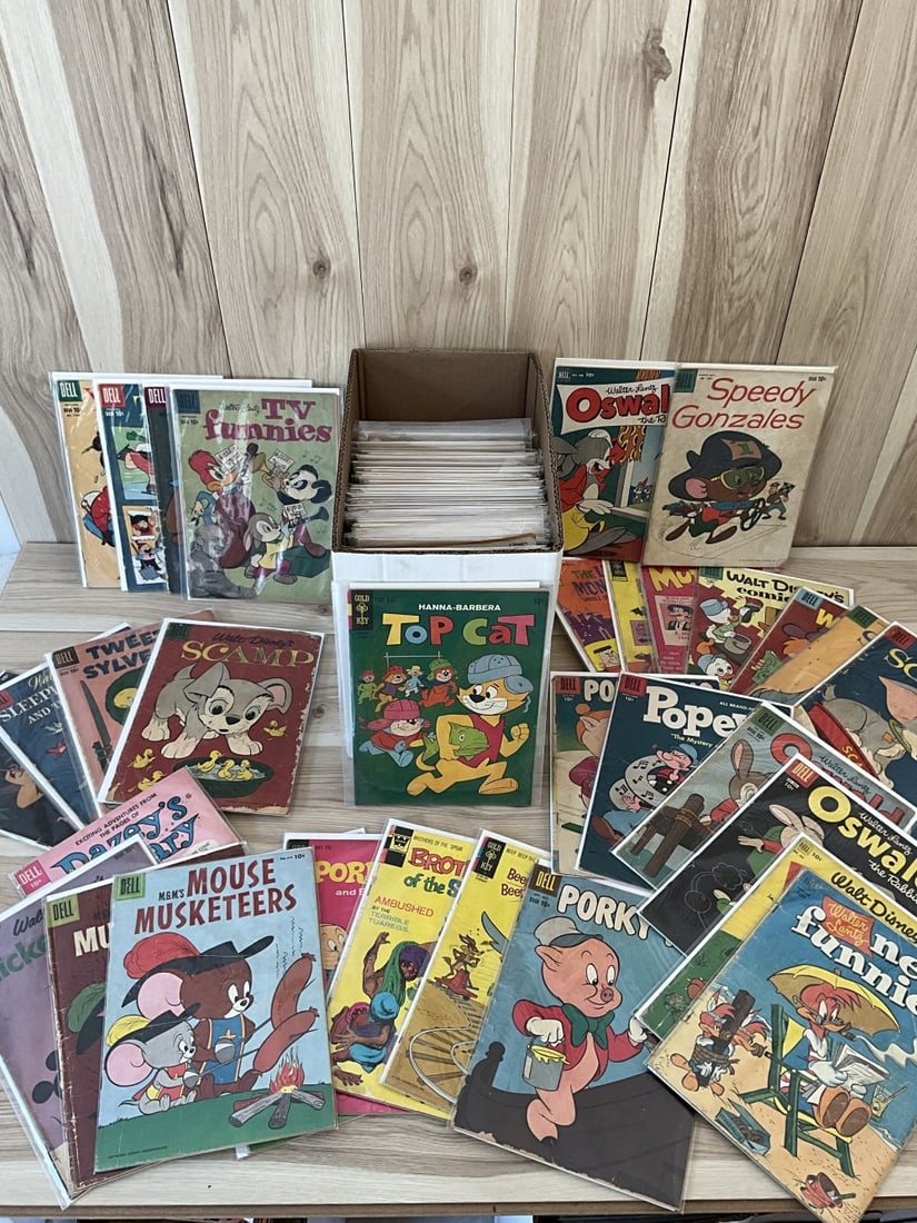 Cartoon Comics- Dell, Harvey, Gold Key, Mickey Mouse, Porky Pig, Woody Woodpecker and more: Full short box