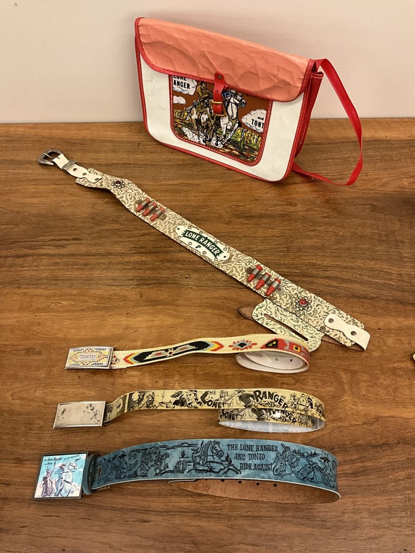 Vintage Lone Ranger Children's Belts and Bookbag: Vintage Lone Ranger Children's Belts and Bookbag
