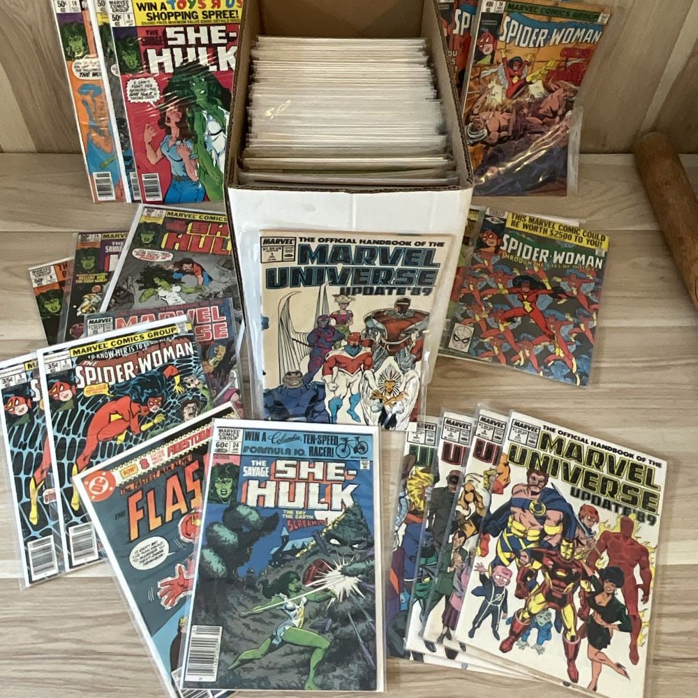 Spiderman, She Hulk, Flash Comics: Full short box