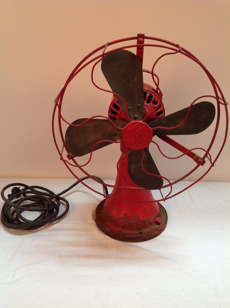 Coin Operated General Electric Fan: Coin Operated General Electric Fan. Fan Operates After a Deposit of a Nickel and operates for an hour. These Fans were used in Hotels & Inns, and are Very Rare. Has Original Red Paint & Original Coin-