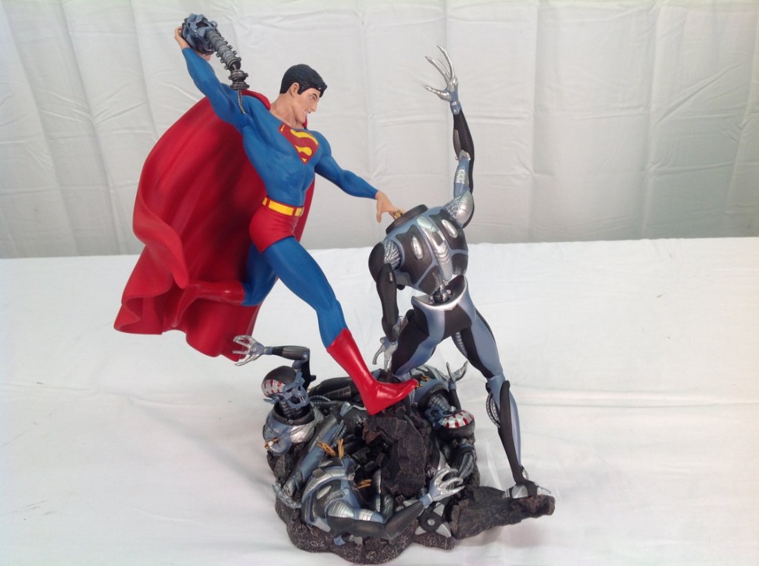 Superman vs Brainiac Statue #28/750: Facing an enraged Man of Steel, Brainiac finds that it's easy to lose his head... as his robotic one is ripped from his metal neck, severing any connection to his doomed and damaged body. The war on K