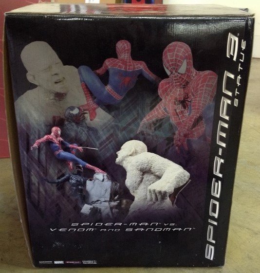 Spider-Man Vs Venom & Sandman Statue by Sideshow: Spider-man Vs Venom and Sandman Statue by Sideshow Collectibles. Numbered 426/3000. Item Ocmes with Original Box.