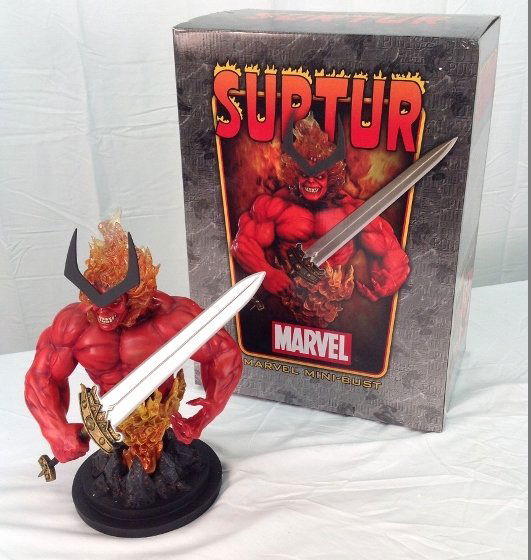 Surtur Mini-Bust by Bowen 194/386: Surtur Marvel Mini-Bust by Bowen Designs. Sculpted by Keith Kopinski w/Helder Moreira and Numbered 194/386. Item Comes with Original Box.