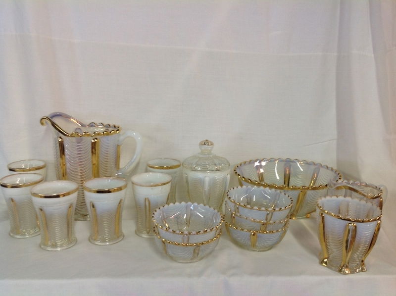 Northwood Gold Trim Opalescent Water Set and Bowl (1 of 4)