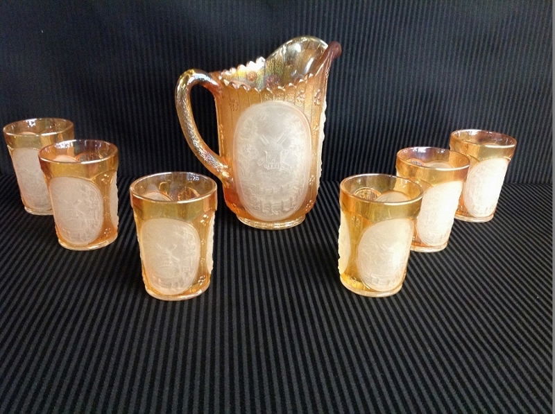 Imperial Glass Frosted Windmill Pitcher Water Set with (1 of 4)