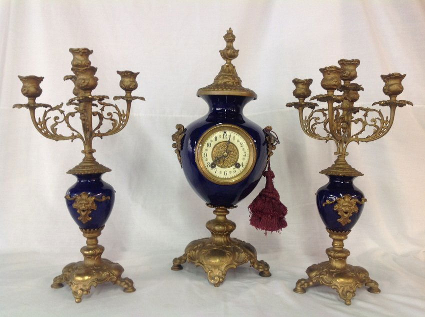 Baroque Victorian Mantle Clock Set (1 of 6)