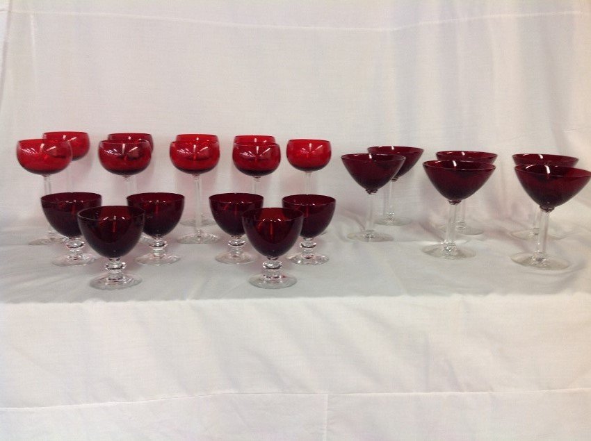Assorted REd w/Clear Stem Glassware - 27 pcs (1 of 4)