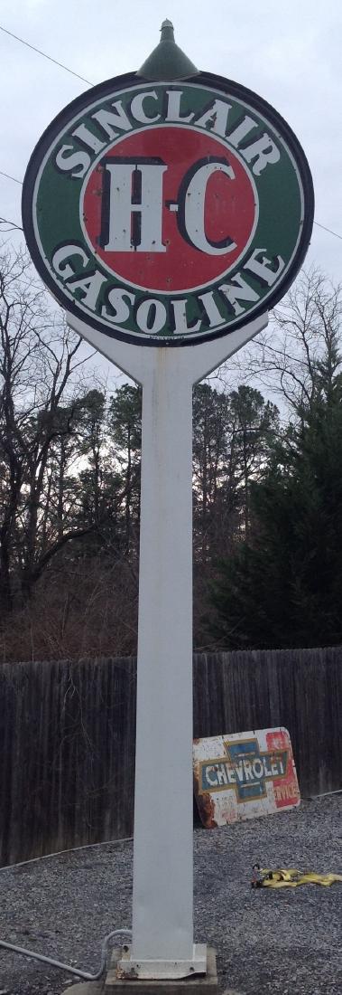 Sinclair "H-C" Gasoline Porcelain Double Sided Sign (1 of 5)