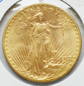 1908 D NM $20 Gold (1 of 2)