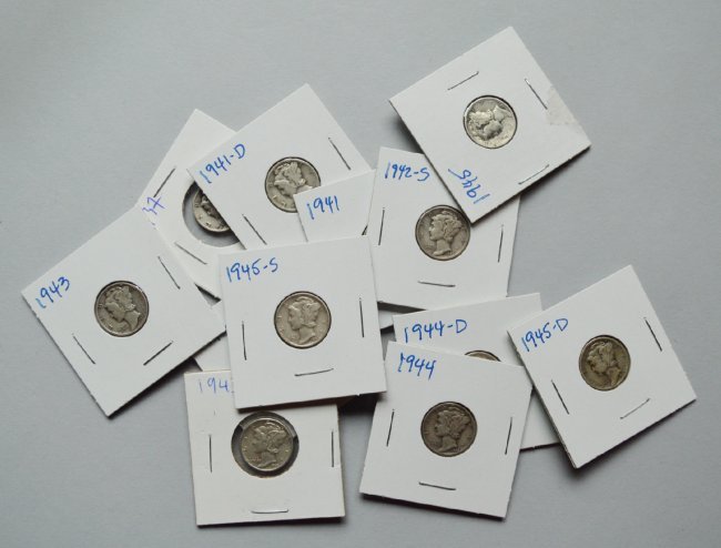 Lot of 12 Mercury Dimes (1 of 2)