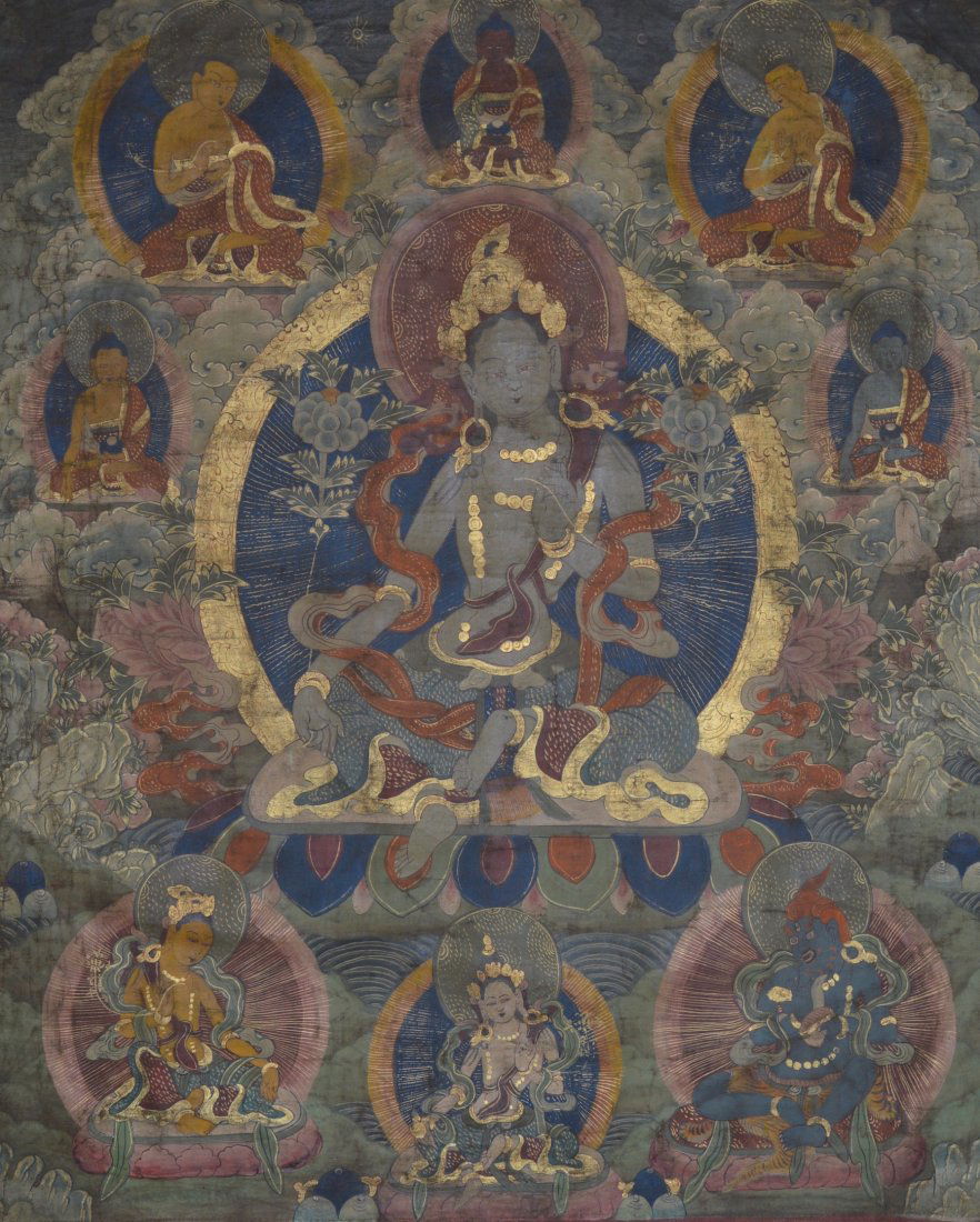 Qing Dynasty Tibetan Buddhist Tangka, Green Tara (1 of 3)