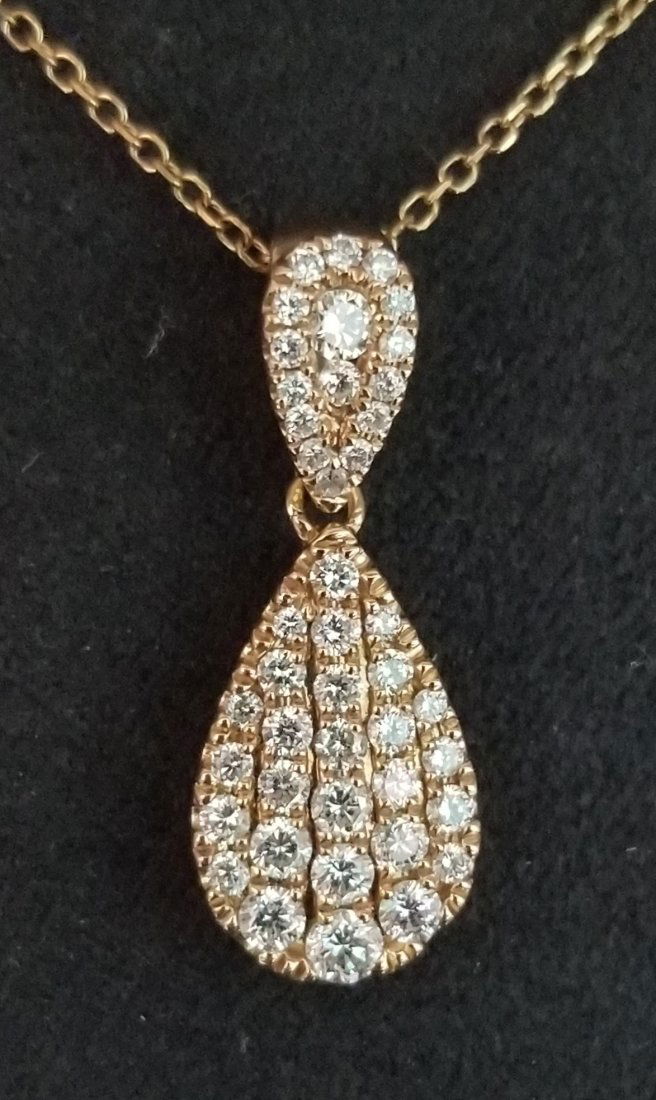 14K Rose Gold and Diamond Teardrop Pendant Necklace (1 of 7)