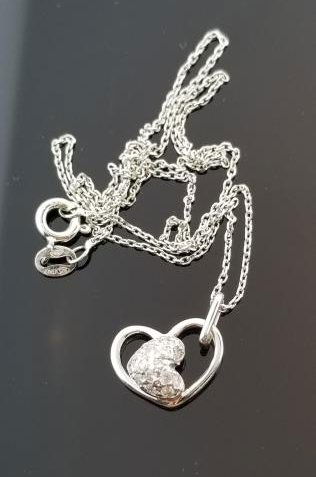 14K White Gold and Diamond Heart Penadnt .37 CTW (1 of 6)