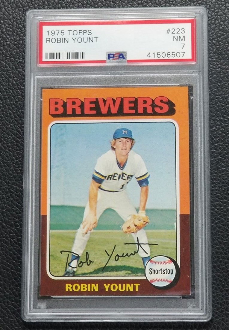 1975 Topps #223 Robin Yount HOF Rookie Card PSA NM 7: 1975 Topps #223 Robin Yount HOF Rookie Card PSA NM 7