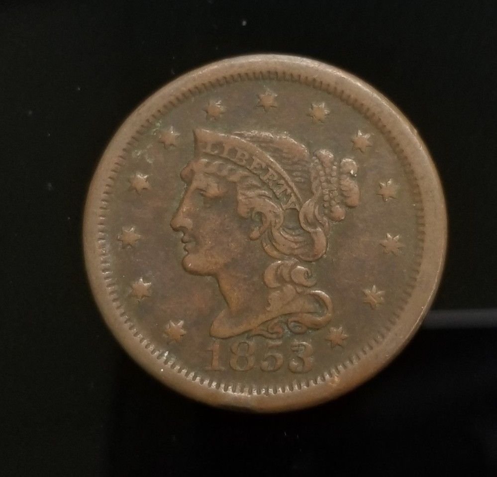 1853 Braided Hair Large Cent Penny **XF DETAILS** (1 of 2)