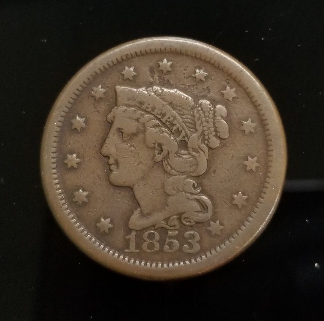 1853 Braided Hair Large Cent Penny **XF** (1 of 2)