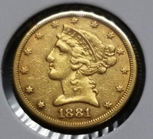 1881 $5 Dollar Liberty Gold Half Eagle Gold Coin (1 of 4)