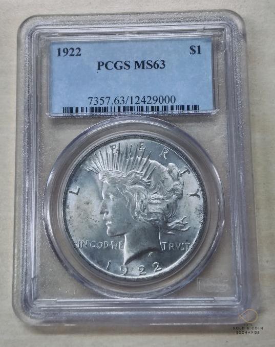 1922 $1 Peace Dollar - PCGS MS-63 (1 of 2)