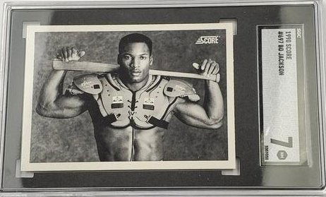 1990 Score #697 Bo Jackson SGC 7: 1990 Score 697 Bo Jackson baseball and football card, graded an SGC 7 - NM
