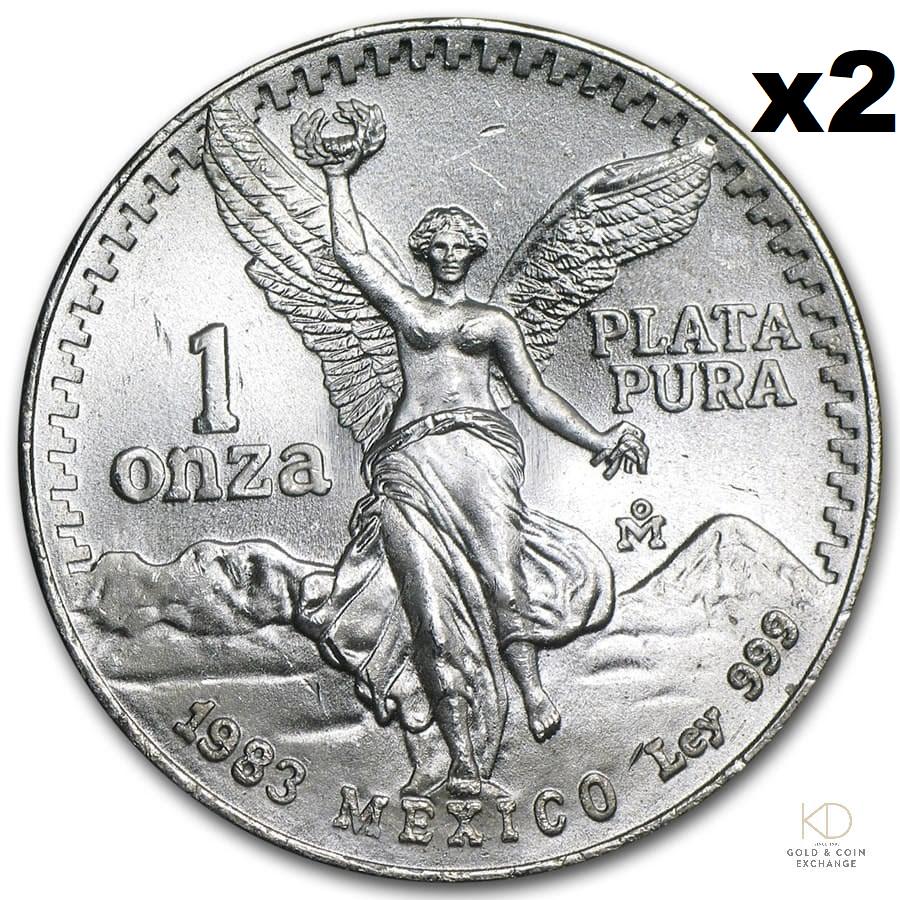 Lot of (2) 1983 Mexico 1 oz Silver Libertad BU (1 of 2)