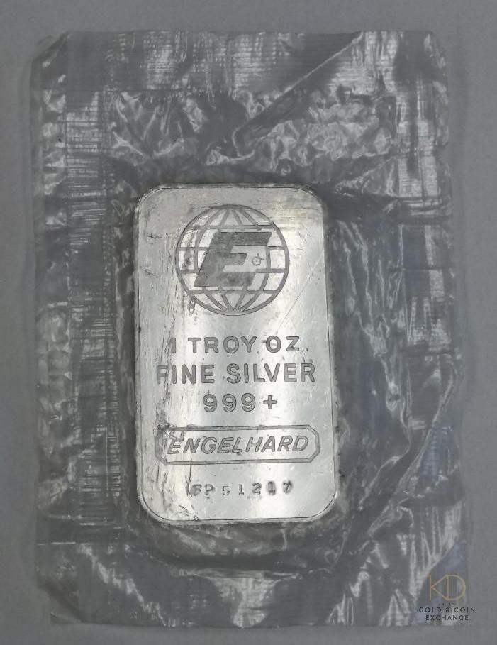 One 1 ozt Engelhard 999 Silver Bar E-Globe/Plastic (1 of 2)