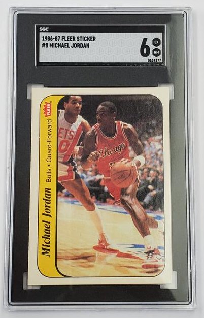 1986 Fleer #8 Michael Jordan Rookie Sticker SGC 6 (1 of 2)