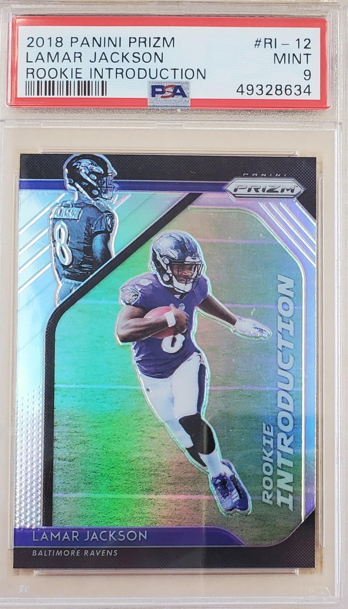 2018 Panini Prizm Lamar Jackson Rookie Intro #12 PSA 9 (1 of 2)