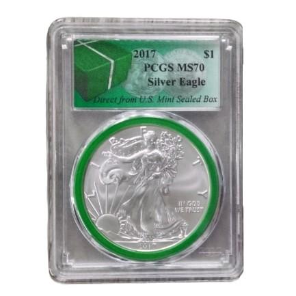 2017 PCGS MS70 $1 Silver Eagle - Felt Clamshell Case (1 of 3)