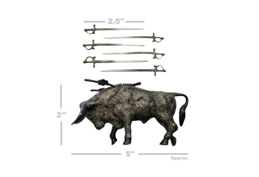 "LSG" Antique Chased Sterling Bull Toothpick Holder 5.6 (1 of 7)