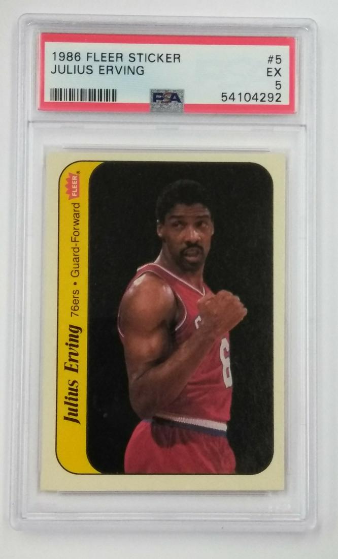 1986 Fleer Sticker #5 Julius Erving PSA5 (1 of 2)
