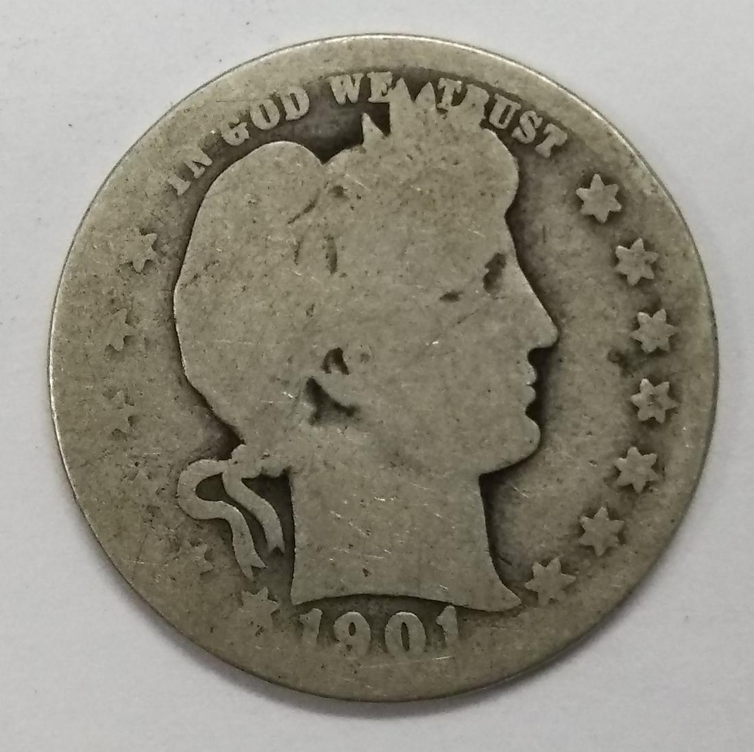 1901-O Barber Quarter Dollar G Condition (1 of 2)