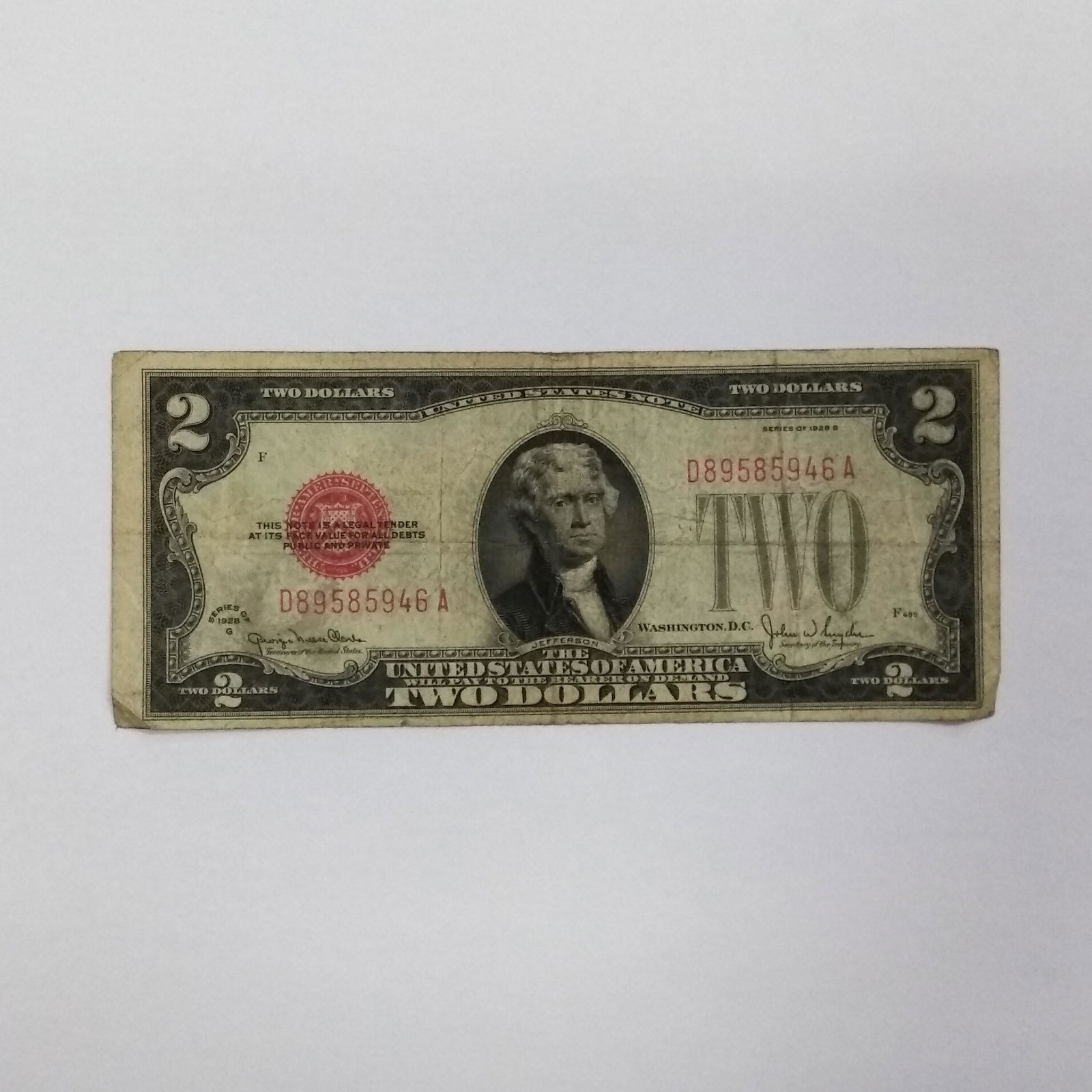 1928-G $2 Bill Red Seal (1 of 2)