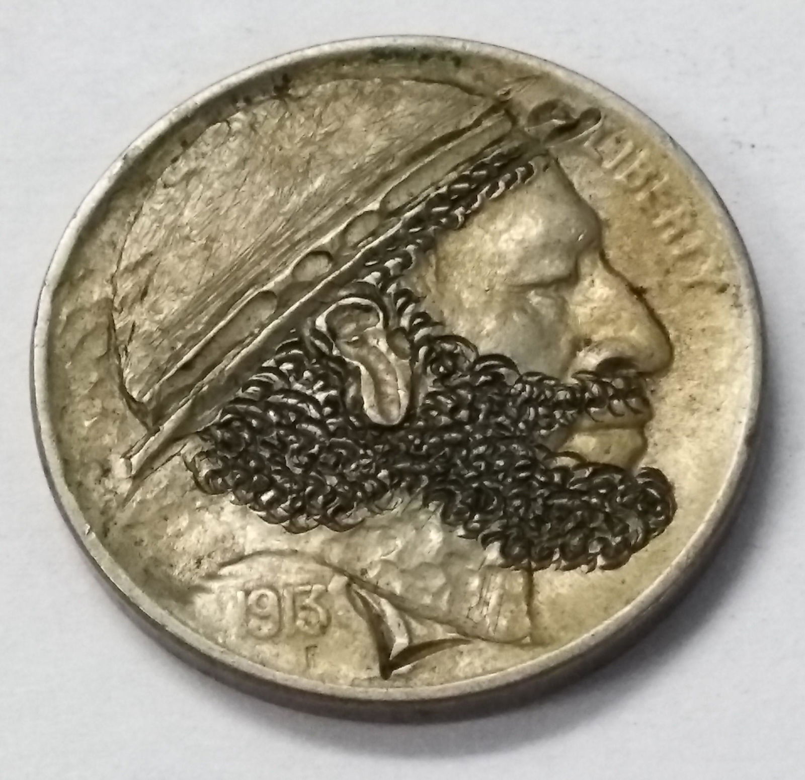 1913 Hobo Nickel Buffalo Nickel "Bearded Man" Hat (1 of 2)