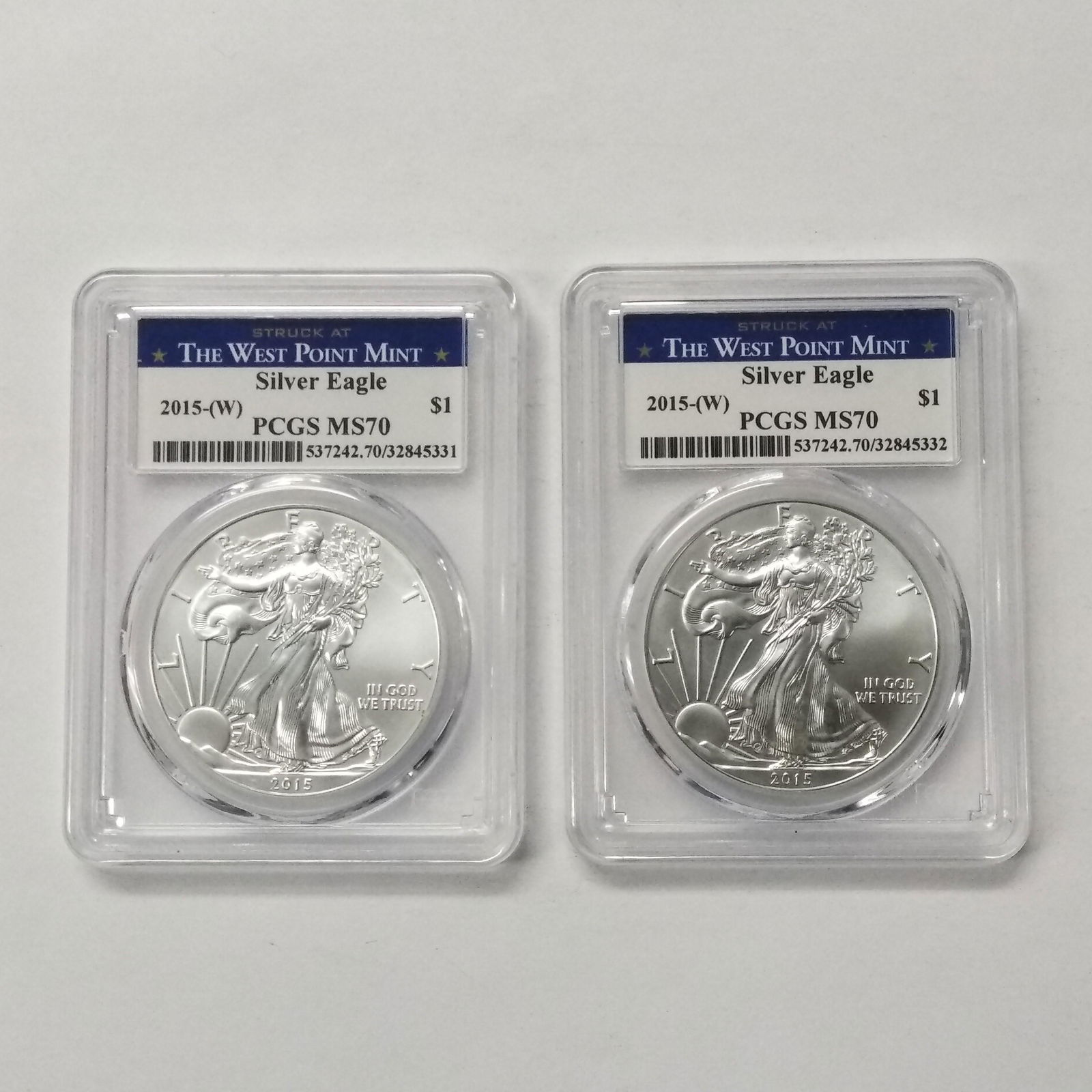 Two 2015-W PCGS MS70 Silver Eagles (1 of 1)
