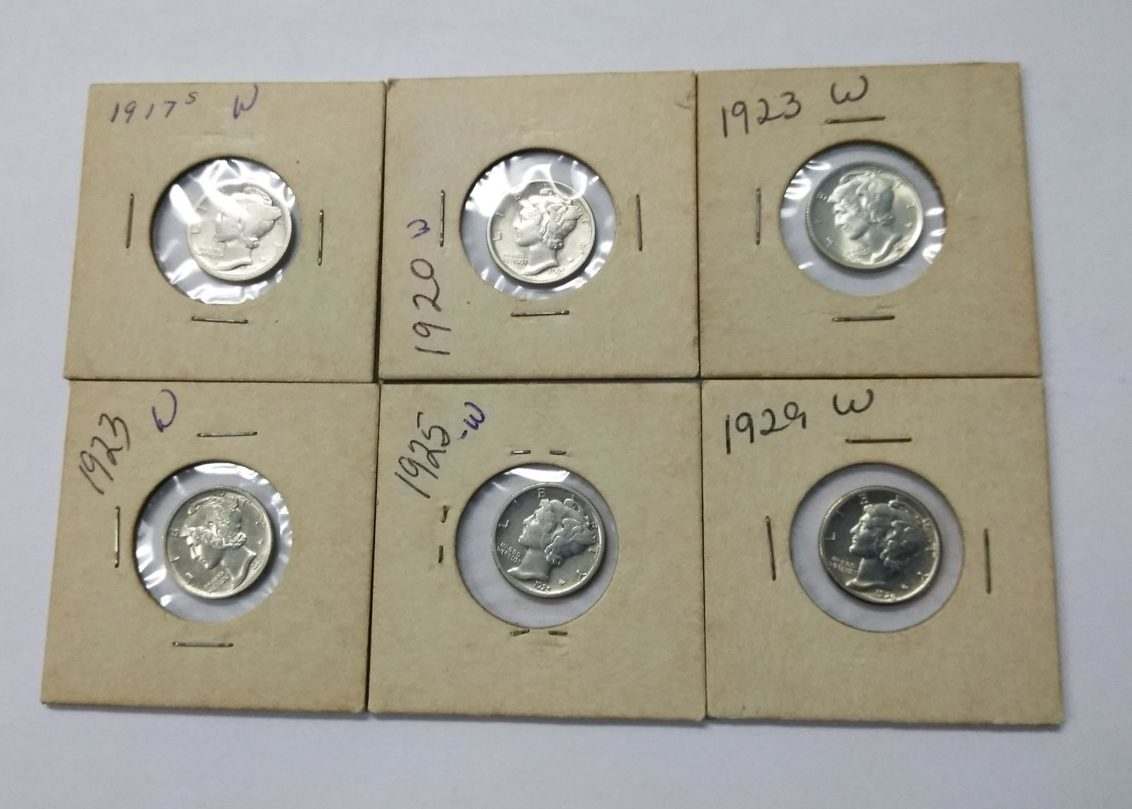 6 Mercury Dimes 1917-S - 1929 **90% Silver** (1 of 14)