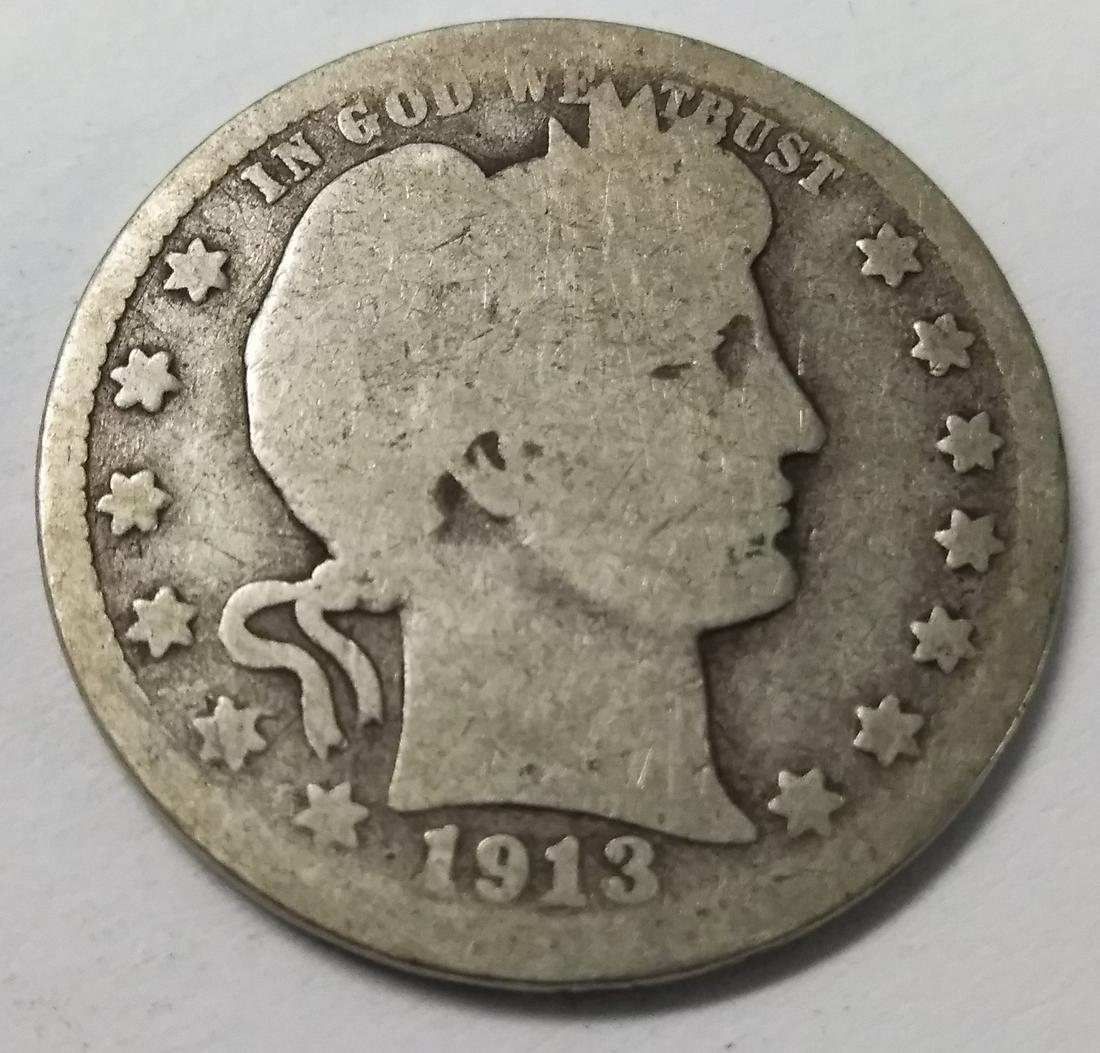 1913-D Barber Quarter Dollar *90% Silver* (1 of 2)