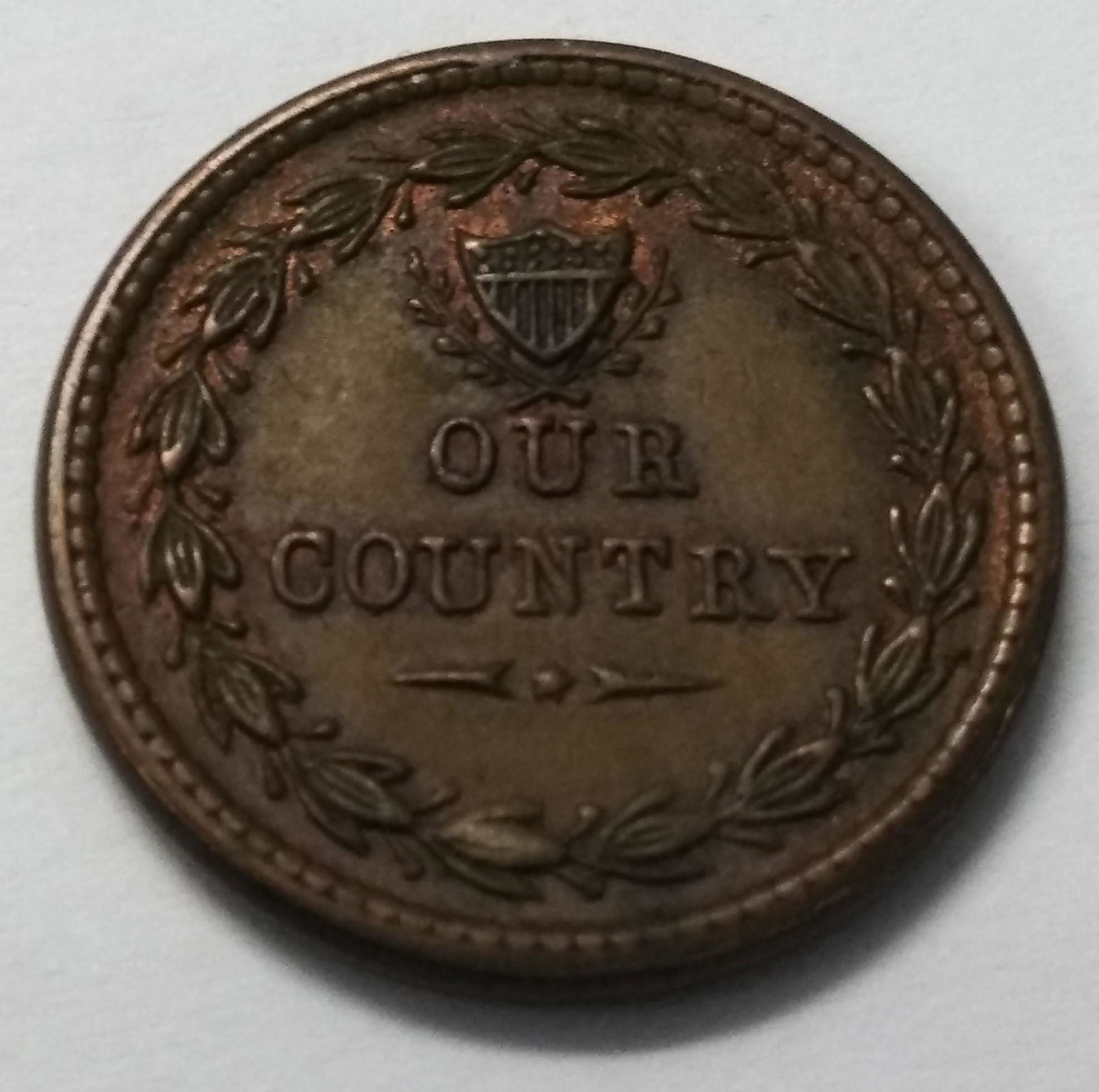 1863 Our Country "Union 61" Flags Drums Civil War Token (1 of 2)