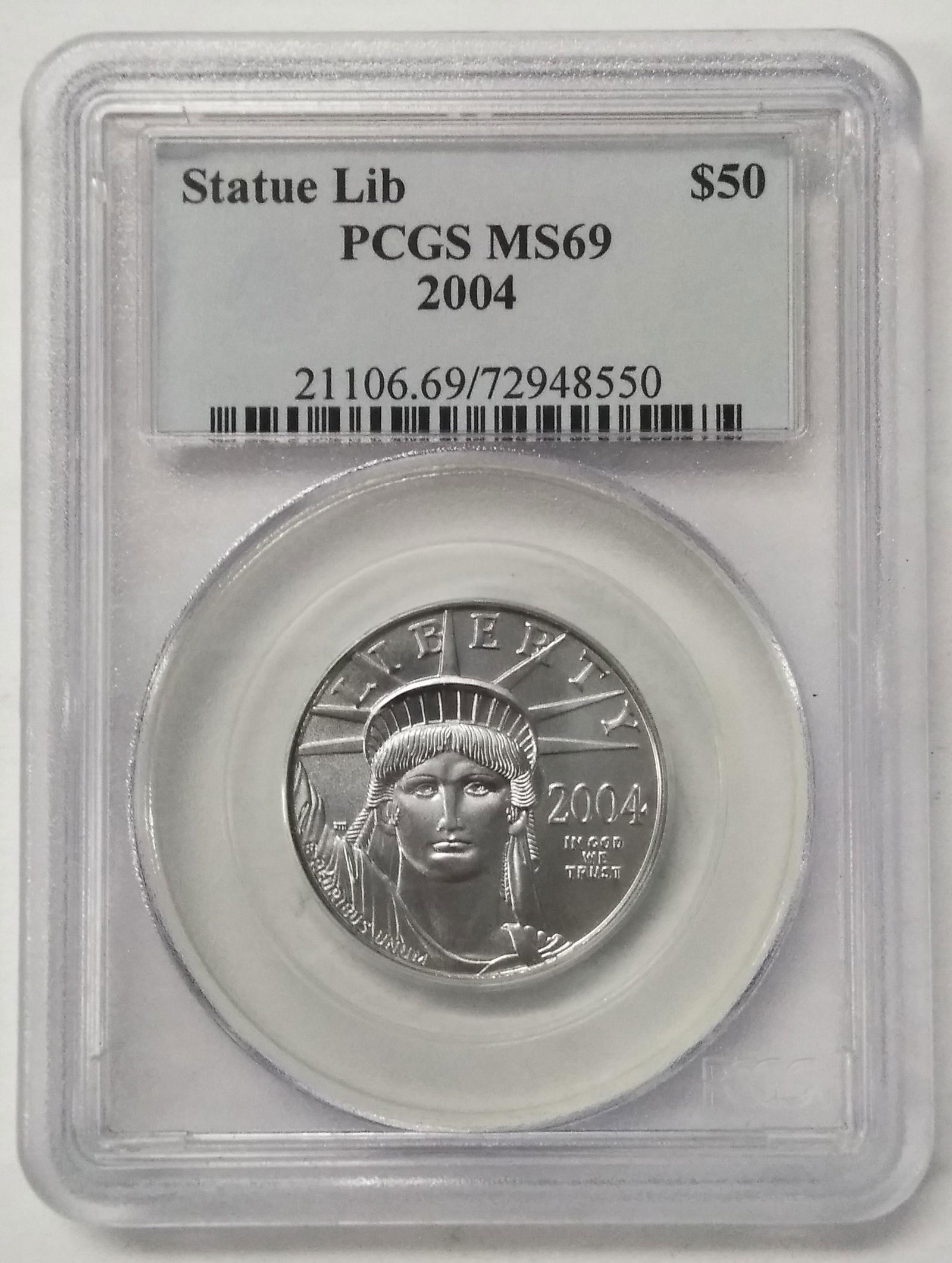 2004 PCGS MS69 Platinum Eagle $50 Statue Liberty 1/2 oz (1 of 2)