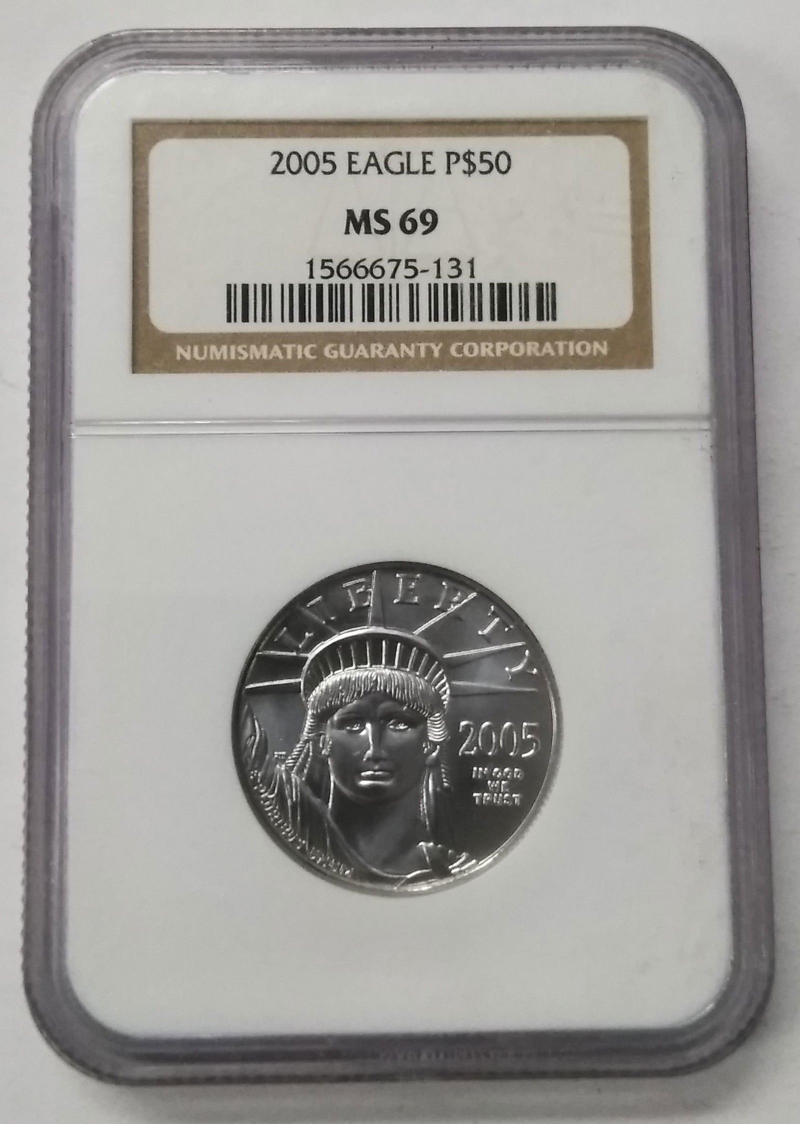2005 NGC MS69 Platinum Eagle $50 Statue Liberty 1/2 oz (1 of 2)