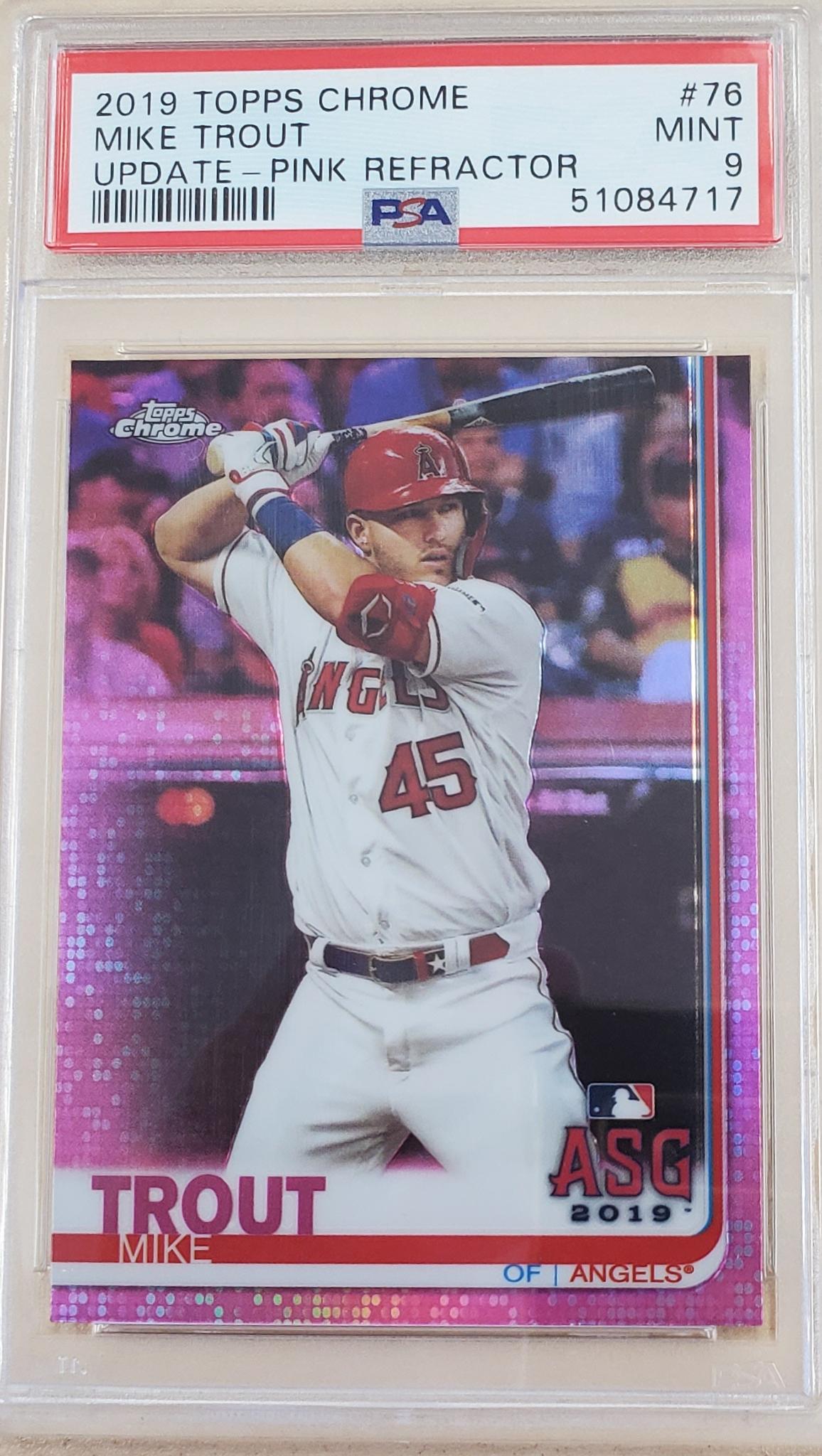 2019 Topps Chrome Update #76 Mike Trout Pink Ref PSA 9 (1 of 2)