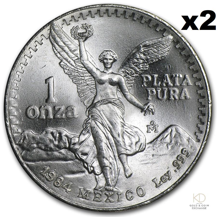 Lot of (2) 1984 Mexico 1 oz Silver Libertad BU (1 of 2)