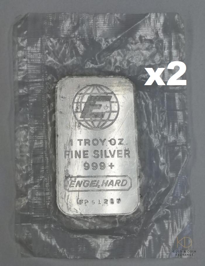 Two 1 ozt Engelhard 999 Silver Bar  E-Globe/Plastic (1 of 2)