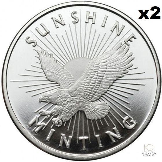 Two 1 ozt Sunshine Minting .999 Fine Silver Round (1 of 2)