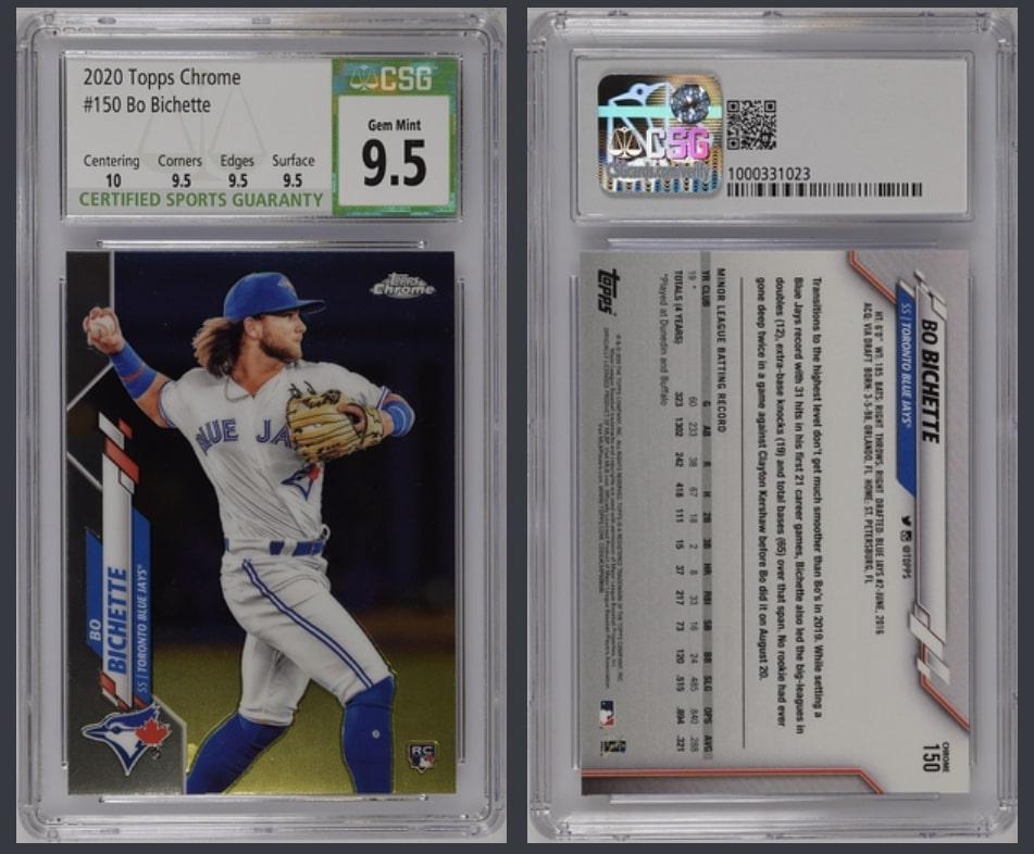 2020 Topps Chrome Bo Bichette Rookie CSG 9.5 GEM MT (1 of 1)