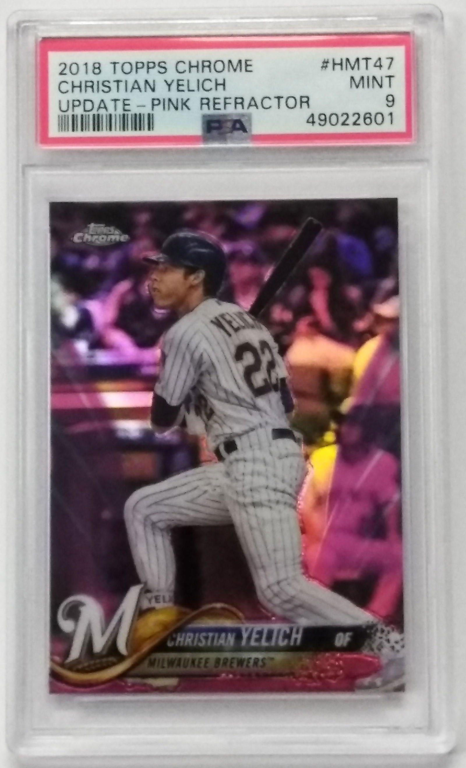 2018 Topps #HMT47 Christian Yelich PSA Pink Refractor (1 of 2)