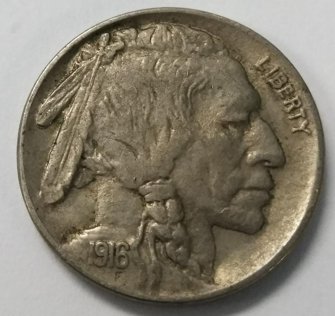 1916 Buffalo Nickel: 1916 Buffalo Nickel This coin is in raw uncertified condition and is a very nice coin. Please look at the pictures and grade the coin for yourself as this is the actual coin you will receive. I do not