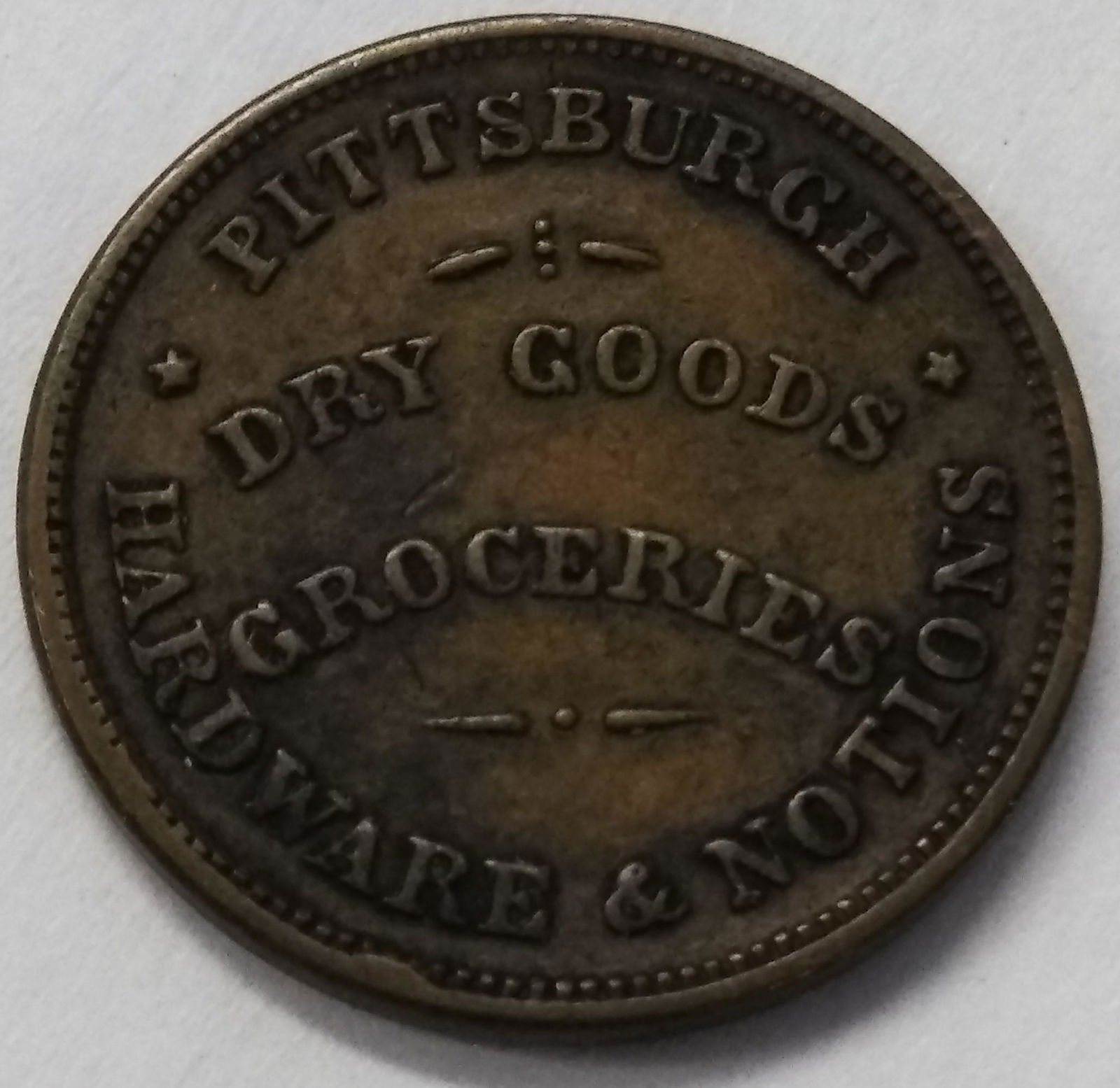 1863 Pittsburgh Hardware & Notions Civil War Token (1 of 2)