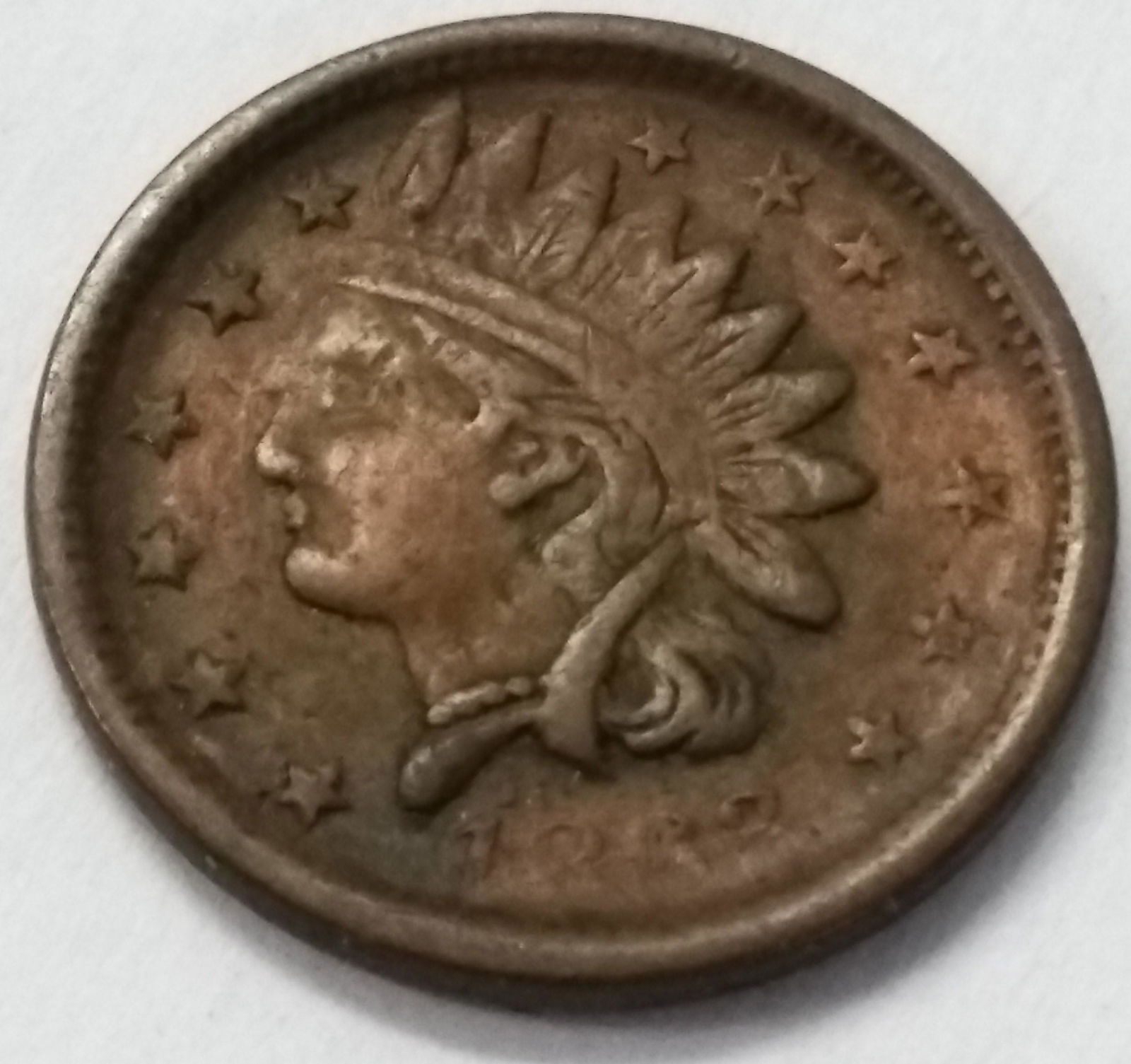 1863 Indian Head "One Cent" Civil War Token (1 of 2)